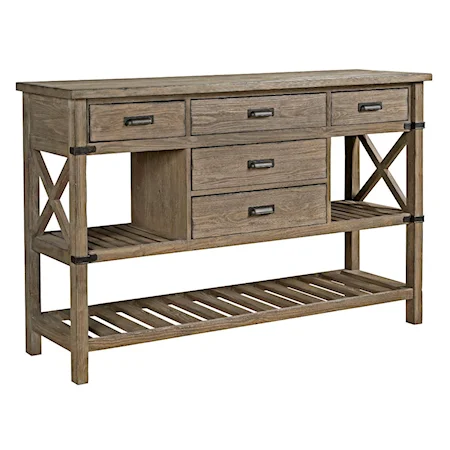 Rustic Weathered Gray Sideboard with Silverware Storage